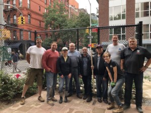 Volunteers at New York City's Clinton Community Garden renovation project - Project EverGreen