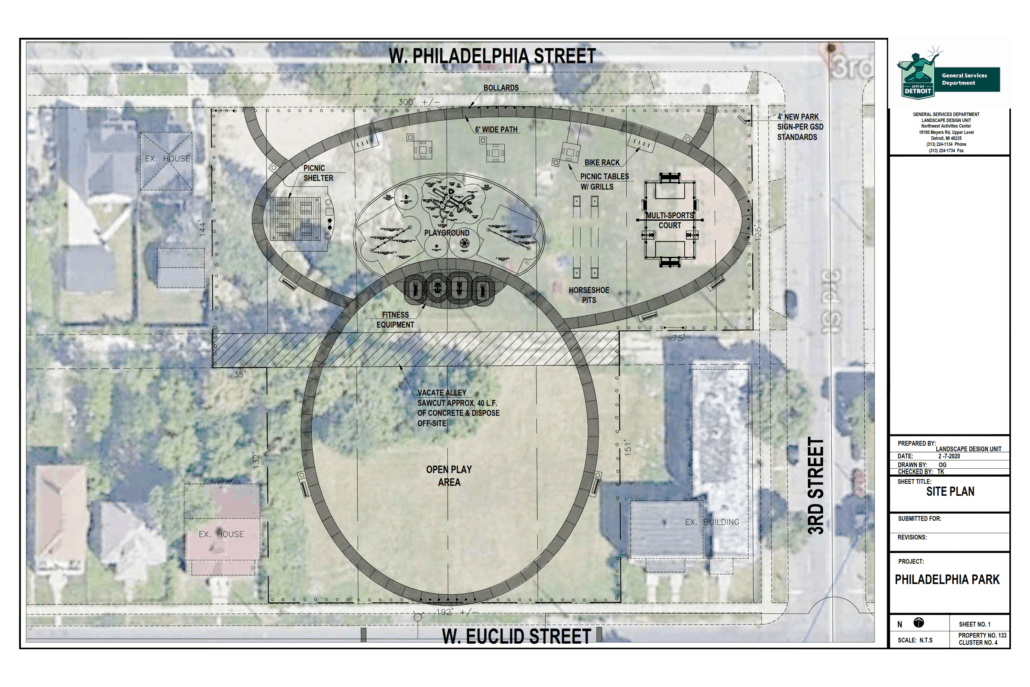 Site plan for renovation of Detroit McDuffy Park - Project EverGreen