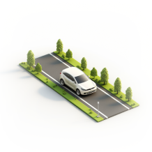 car driving on a road illustration for clean air calculator